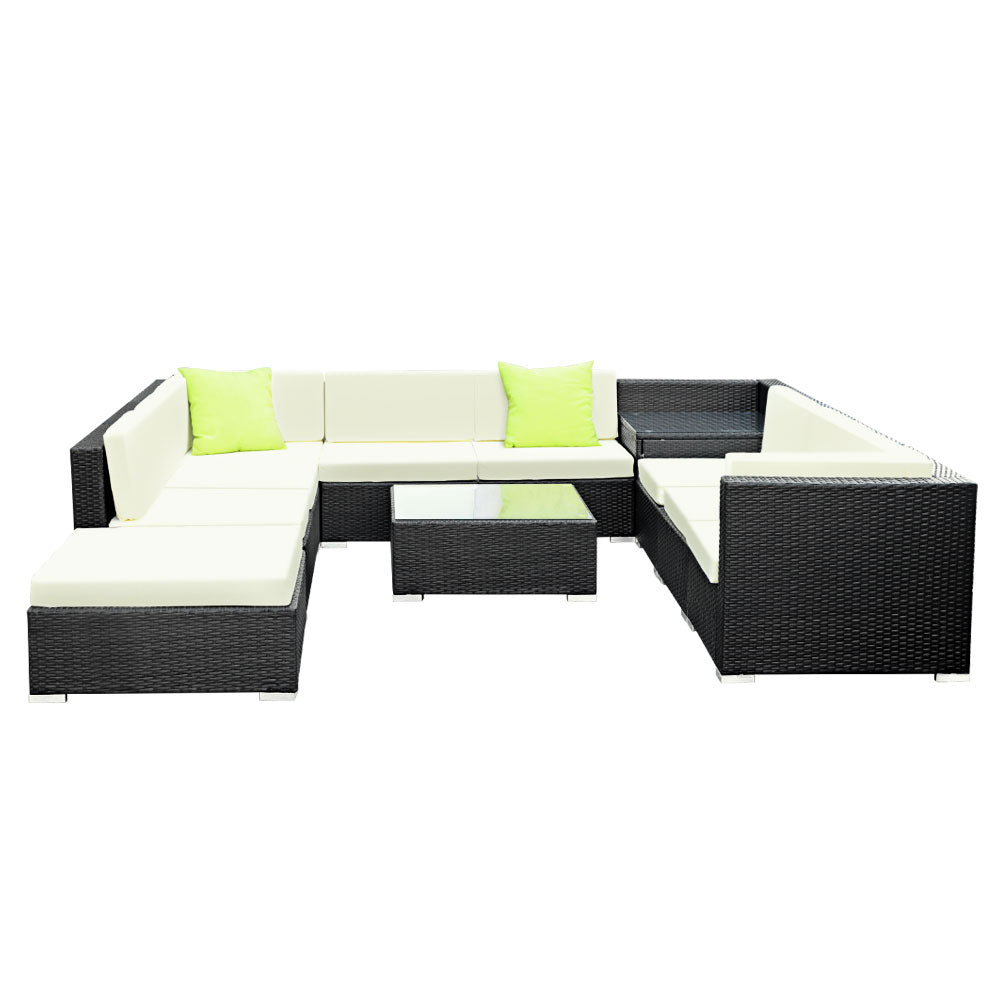 Gardeon 11PC Outdoor Wicker Sofa Set with Storage Cover - Newstart Furniture