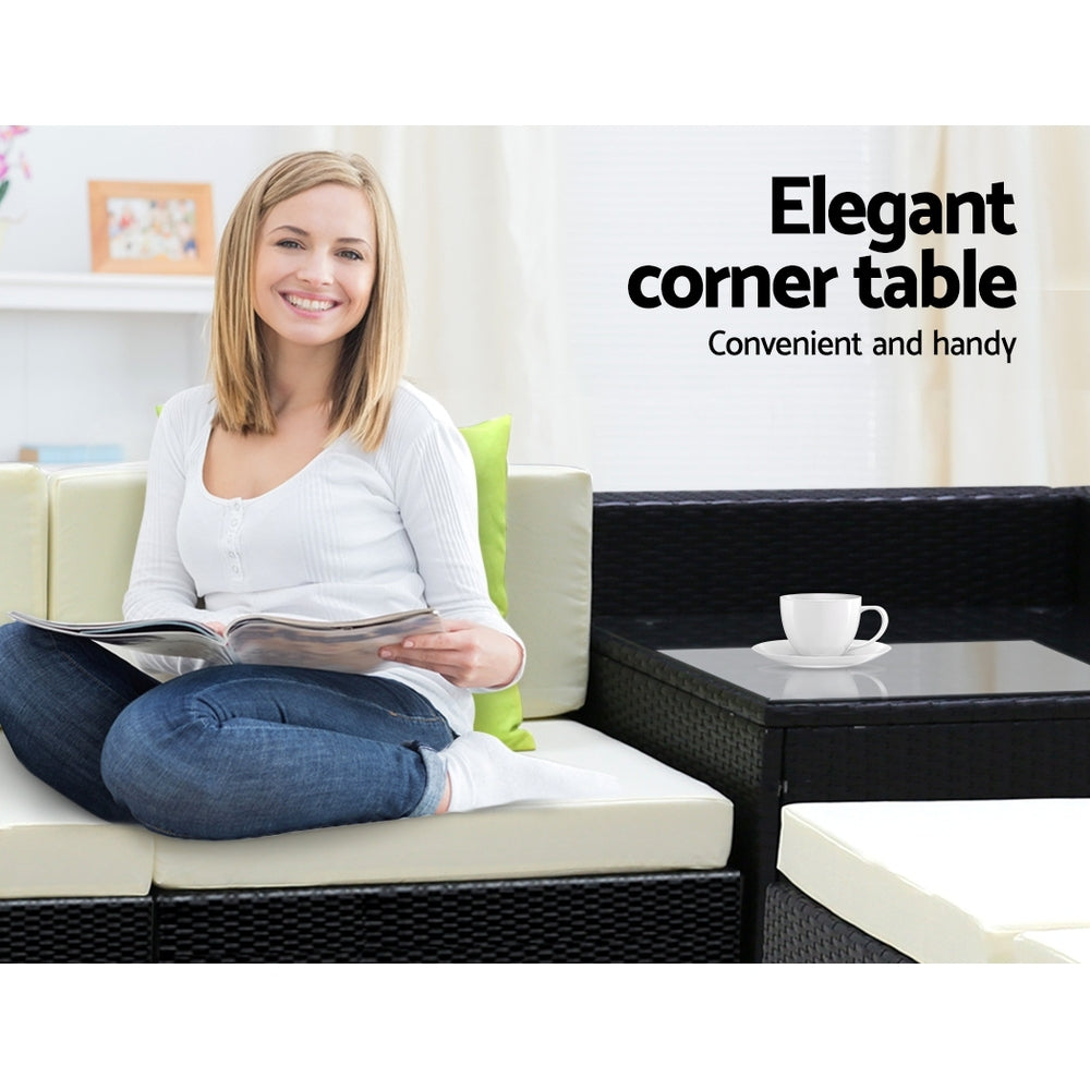 Gardeon 11PC Outdoor Wicker Sofa Set with Storage Cover - Newstart Furniture