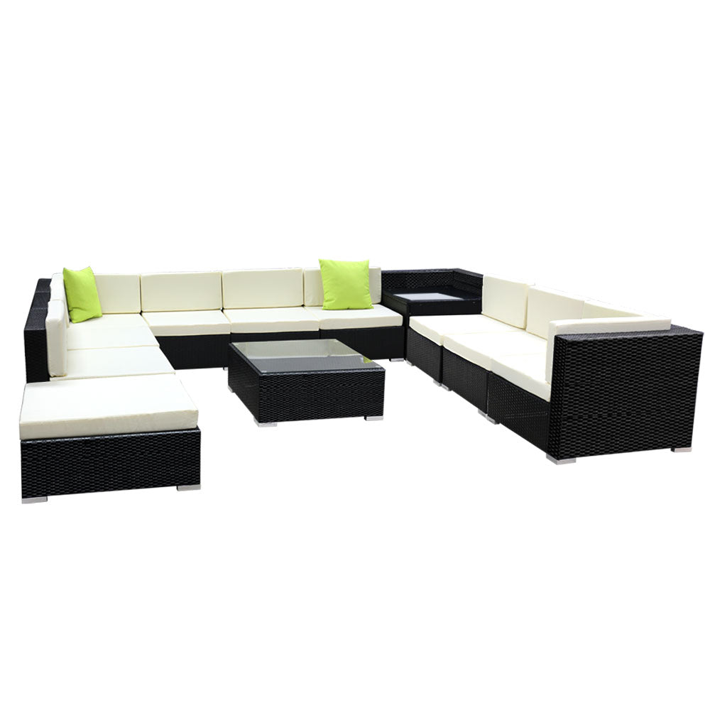 Gardeon 12PC Outdoor Wicker Sofa Set with Storage Cover - Newstart Furniture
