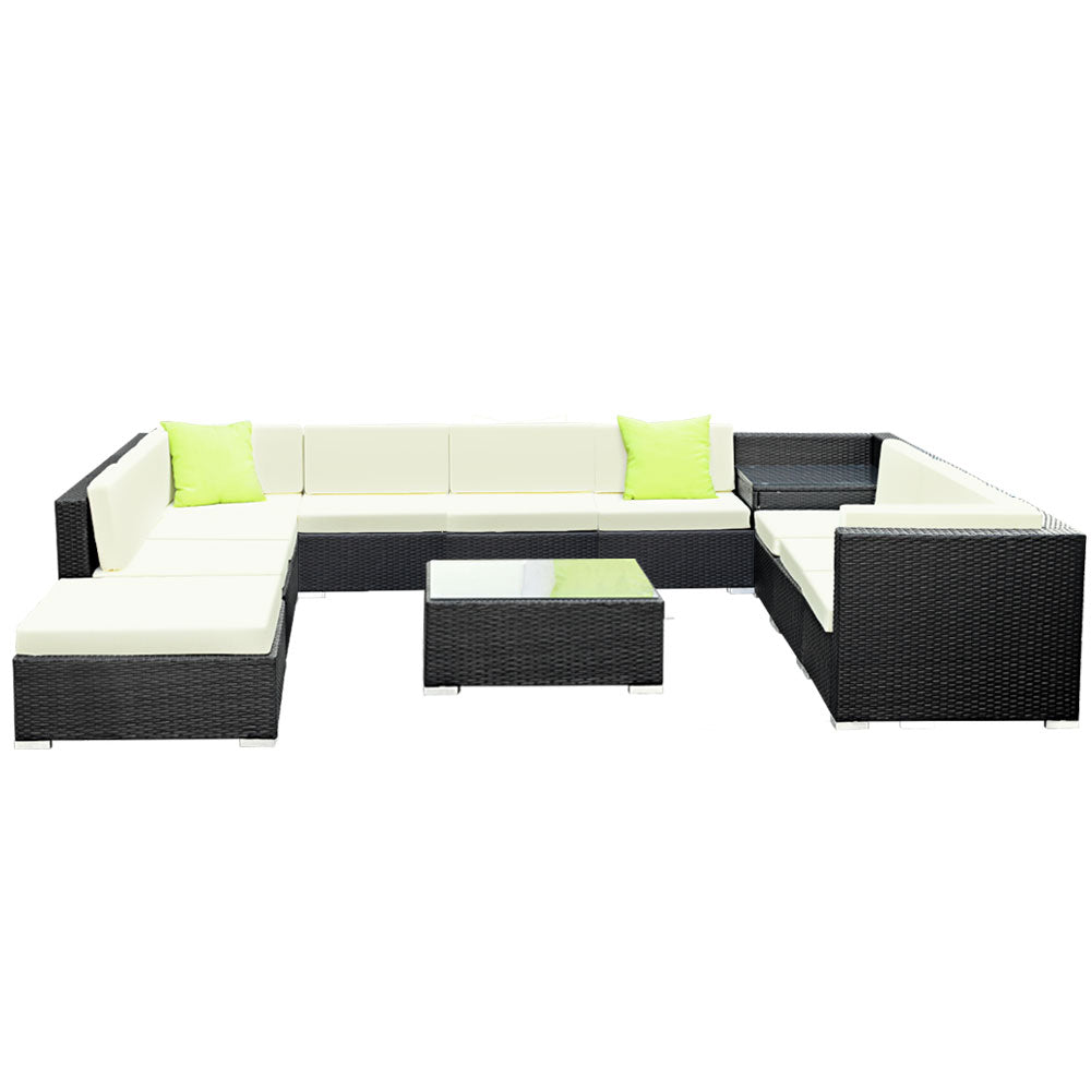 Gardeon 12PC Outdoor Wicker Sofa Set with Storage Cover - Newstart Furniture