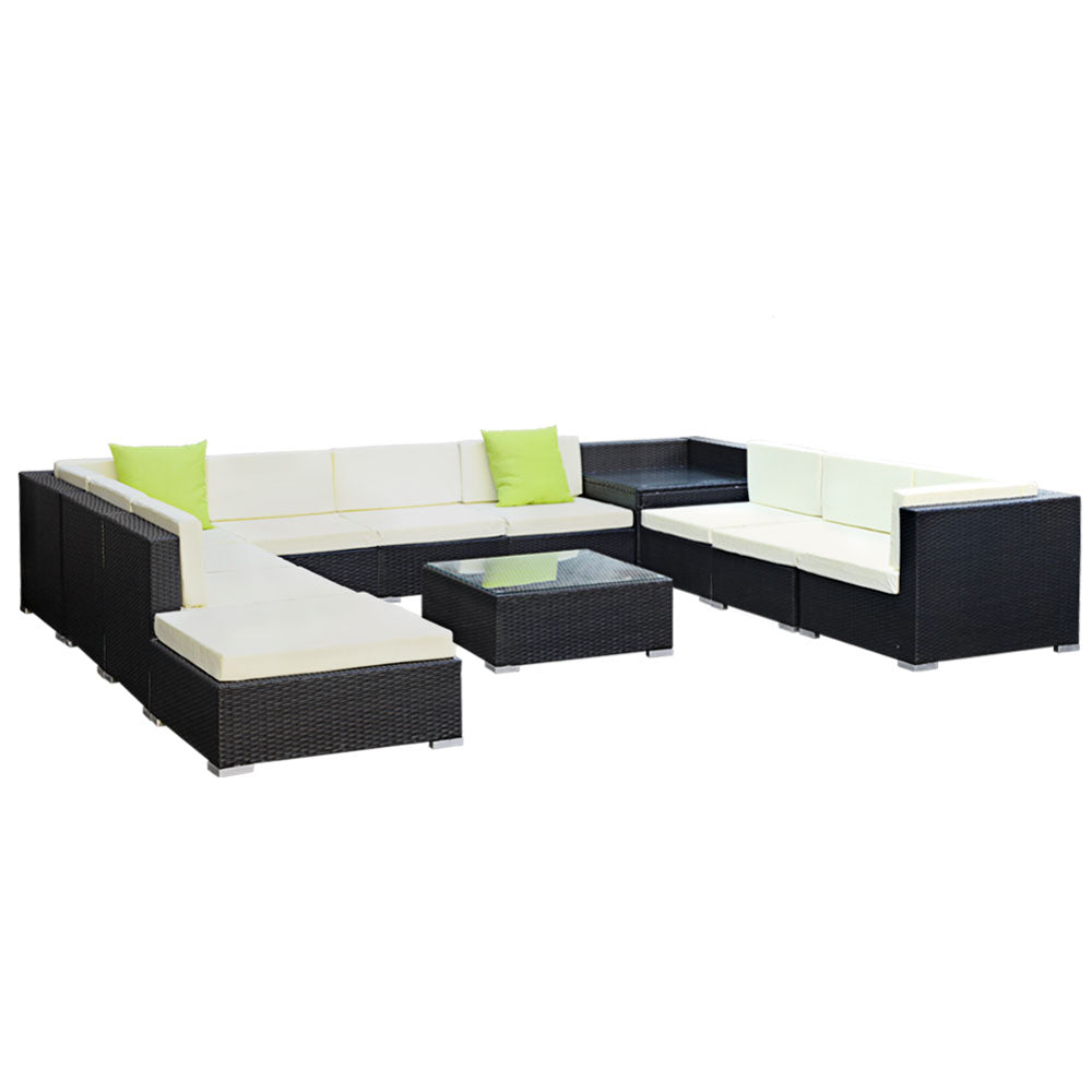 Gardeon 12PC Outdoor Wicker Sofa Set with Storage Cover - Newstart Furniture