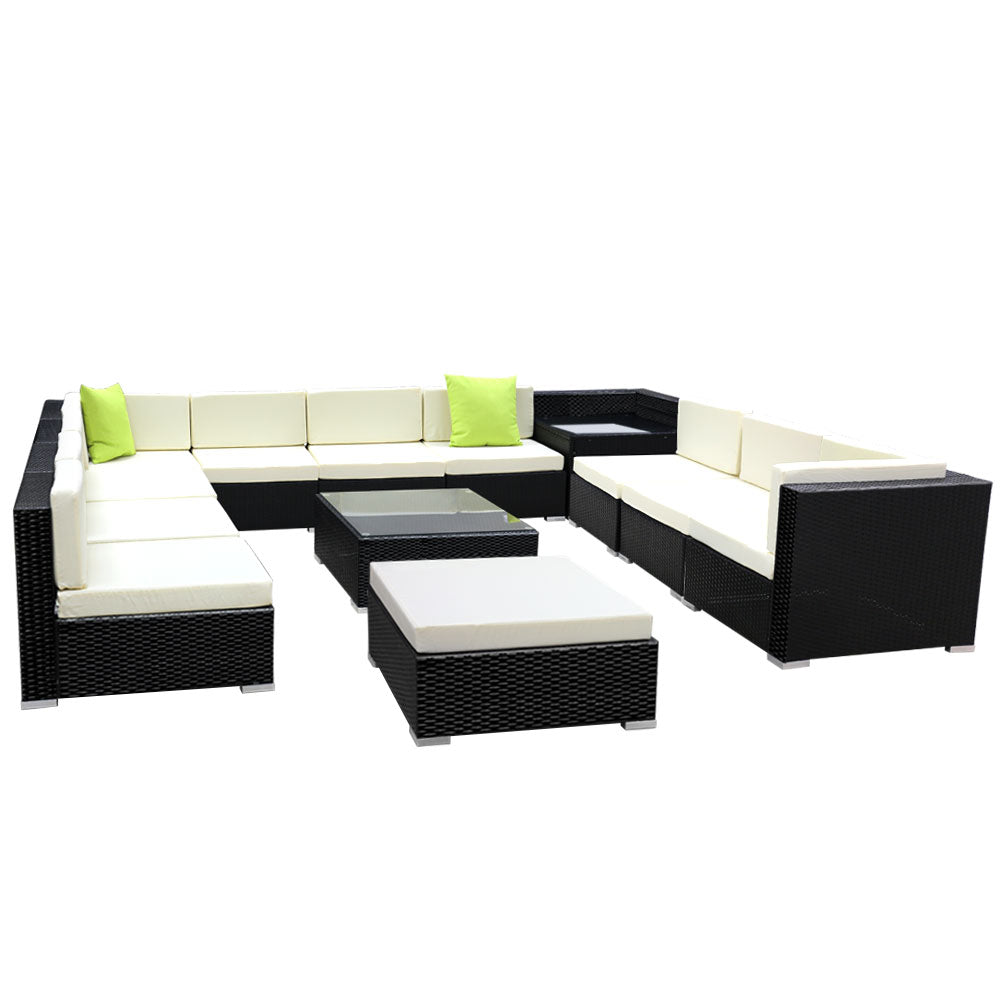 Gardeon 13PC Outdoor Wicker Sofa Set with Storage Cover - Newstart Furniture