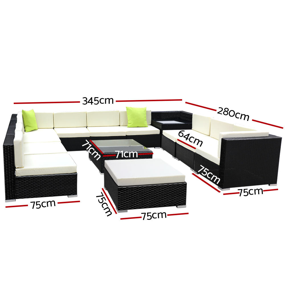 Gardeon 13PC Outdoor Wicker Sofa Set with Storage Cover - Newstart Furniture