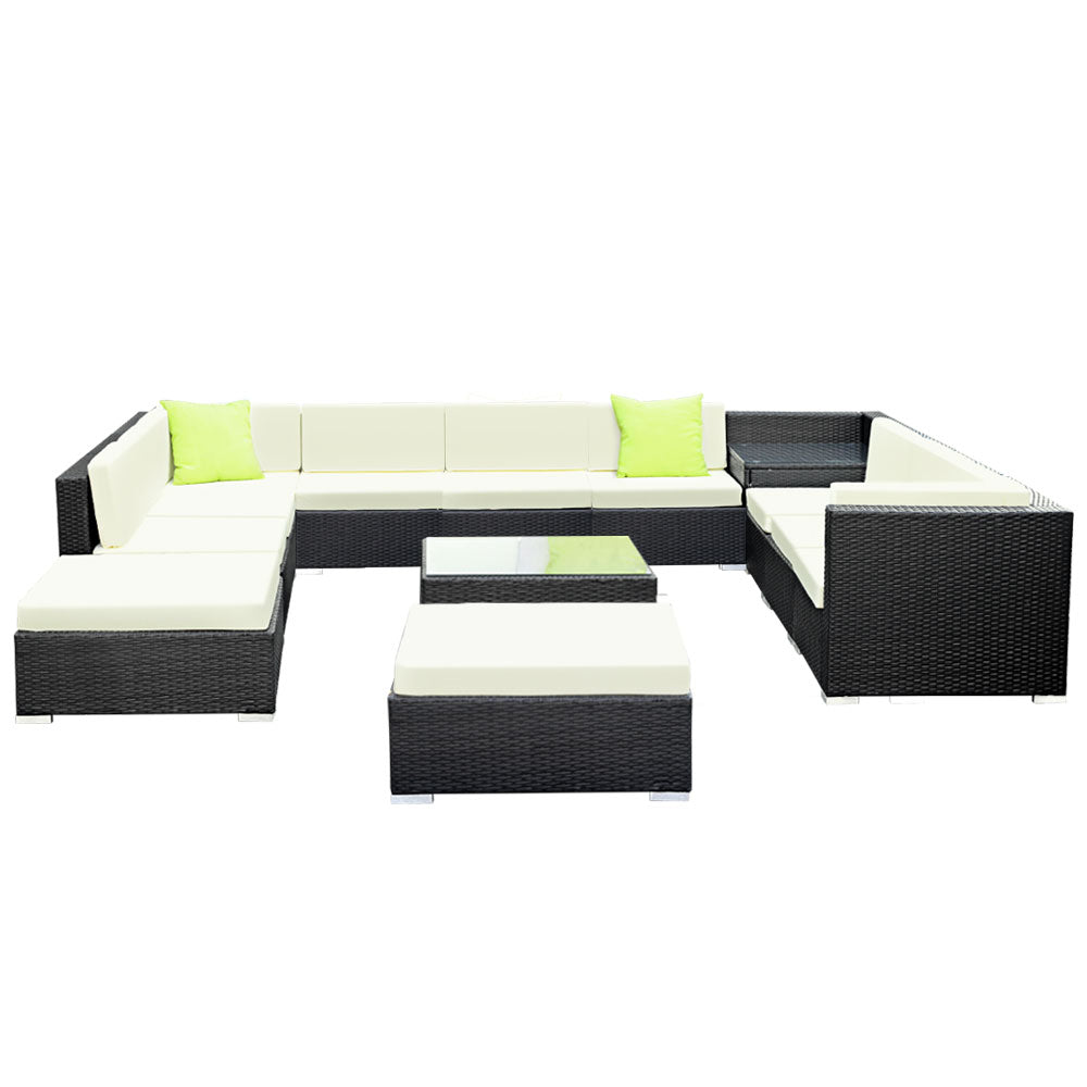 Gardeon 13PC Outdoor Wicker Sofa Set with Storage Cover - Newstart Furniture