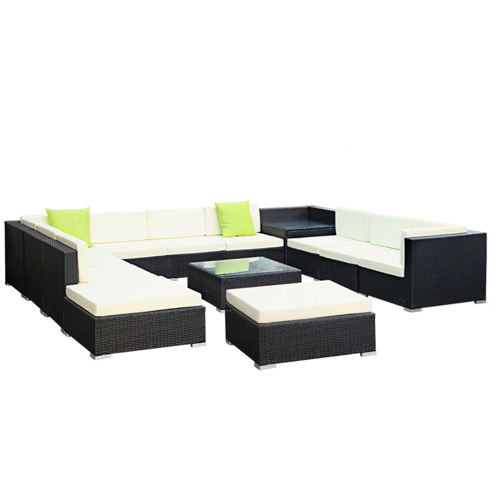 Gardeon 13PC Outdoor Wicker Sofa Set with Storage Cover - Newstart Furniture