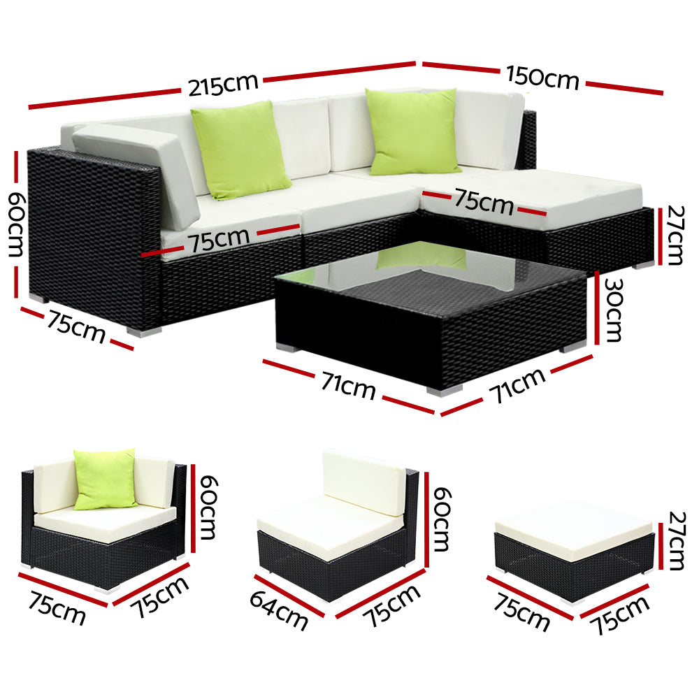 Gardeon 5PC Outdoor Furniture Wicker Sofa Set - Newstart Furniture