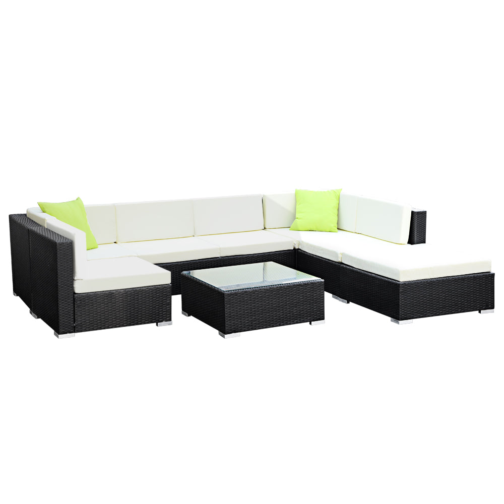 Gardeon 8PC Outdoor Wicker Sofa Set with Storage Cover - Newstart Furniture