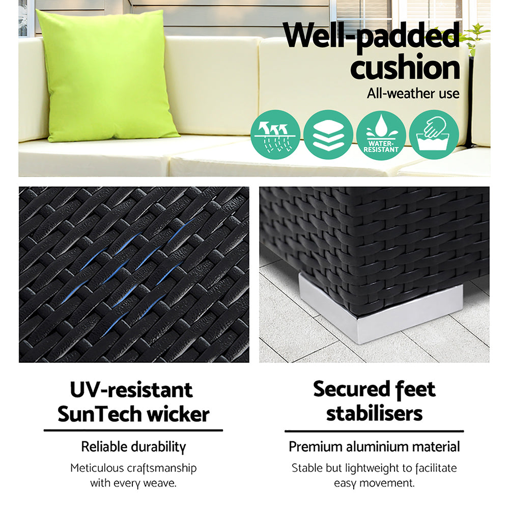 Gardeon 8PC Outdoor Wicker Sofa Set with Storage Cover - Newstart Furniture