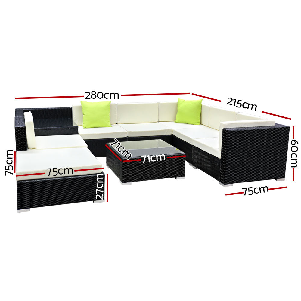 Gardeon 9PC Outdoor Furniture Wicker Sofa Set - Newstart Furniture