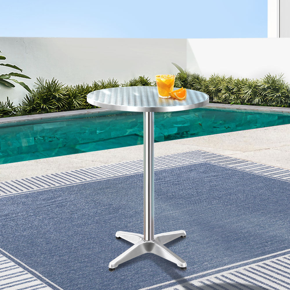 Gardeon Outdoor Bar Table Indoor Furniture Adjustable Aluminium Round 70/110cm - Newstart Furniture