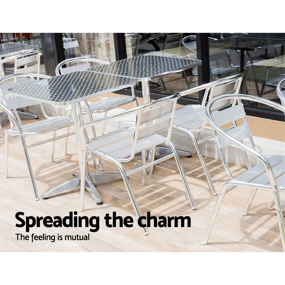 Bar Table Outdoor Furniture Adjustable Aluminium Pub Cafe Indoor Square Gardeon - Newstart Furniture