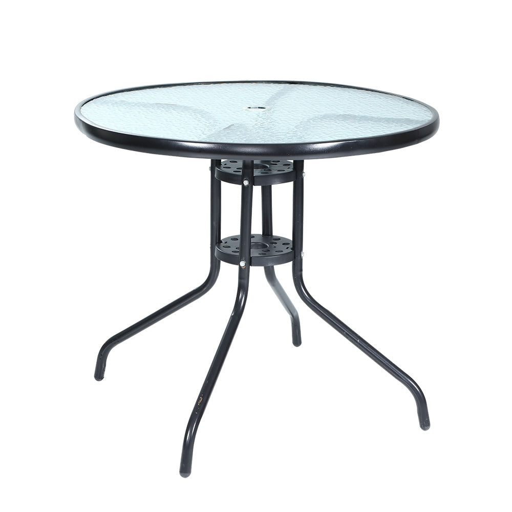 Gardeon Outdoor Dining Table Bar Setting Steel Glass 70CM - Newstart Furniture