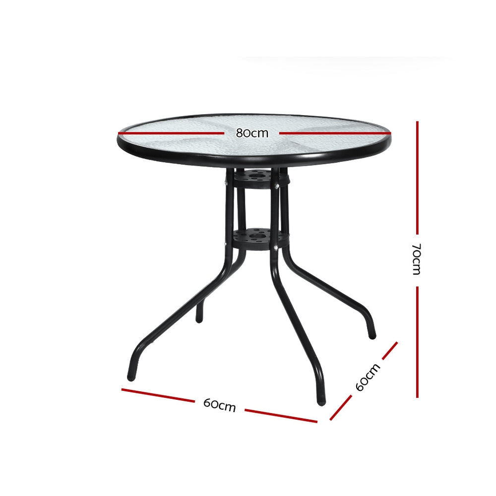 Gardeon Outdoor Dining Table Bar Setting Steel Glass 70CM - Newstart Furniture