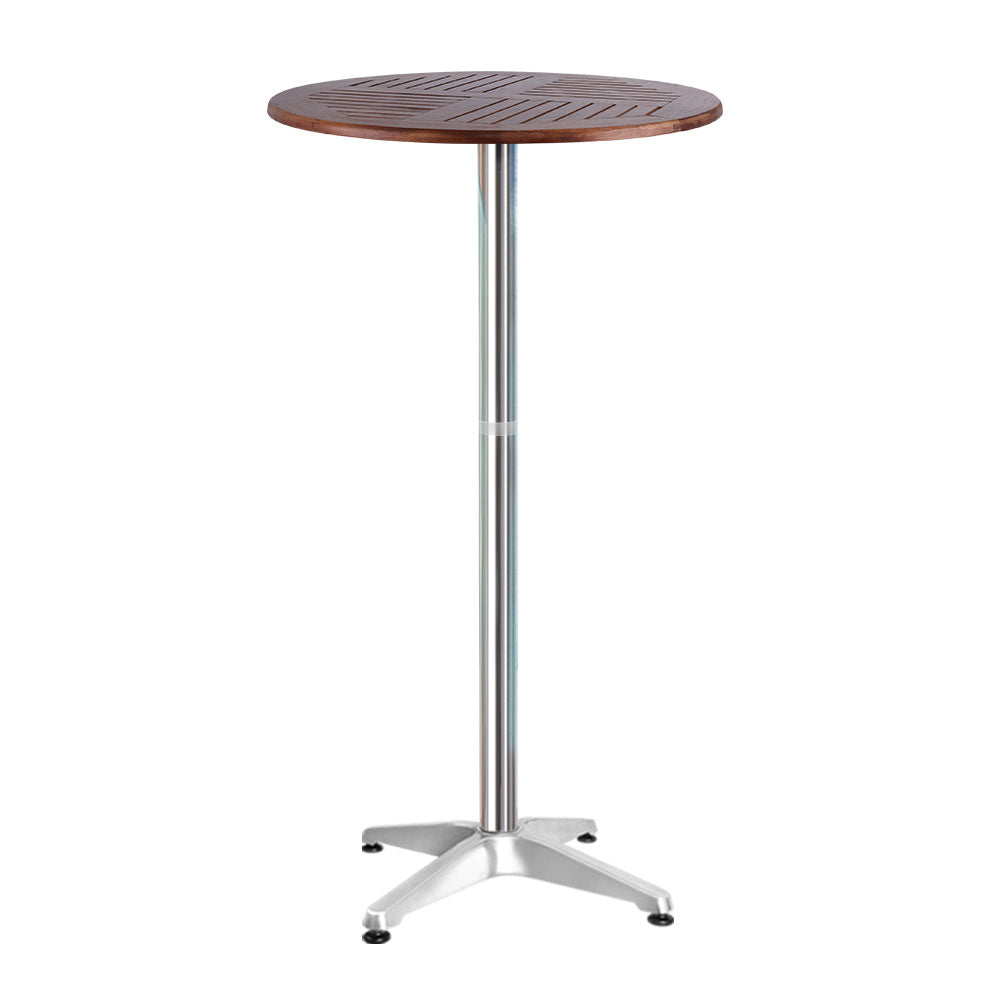 Outdoor Bar Table Furniture Wooden Cafe Table Aluminium Adjustable Round Gardeon - Newstart Furniture
