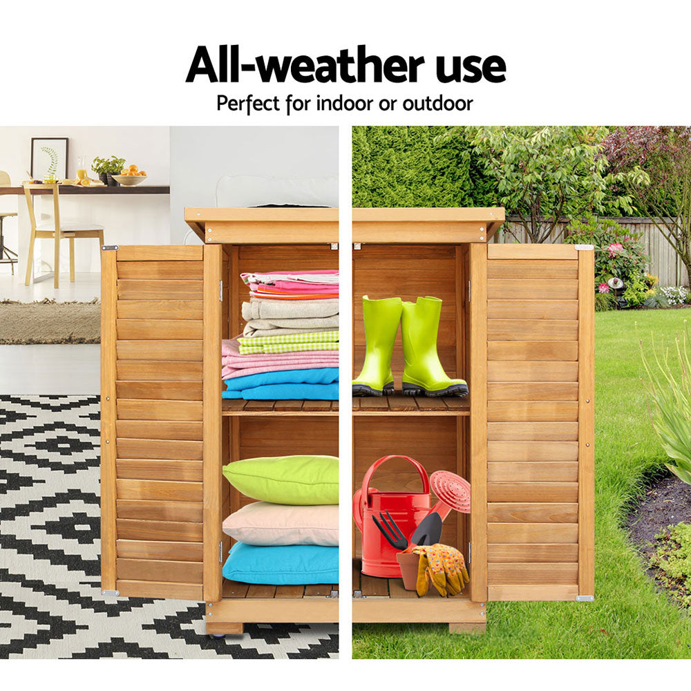 Gardeon Portable Wooden Garden Storage Cabinet - Newstart Furniture