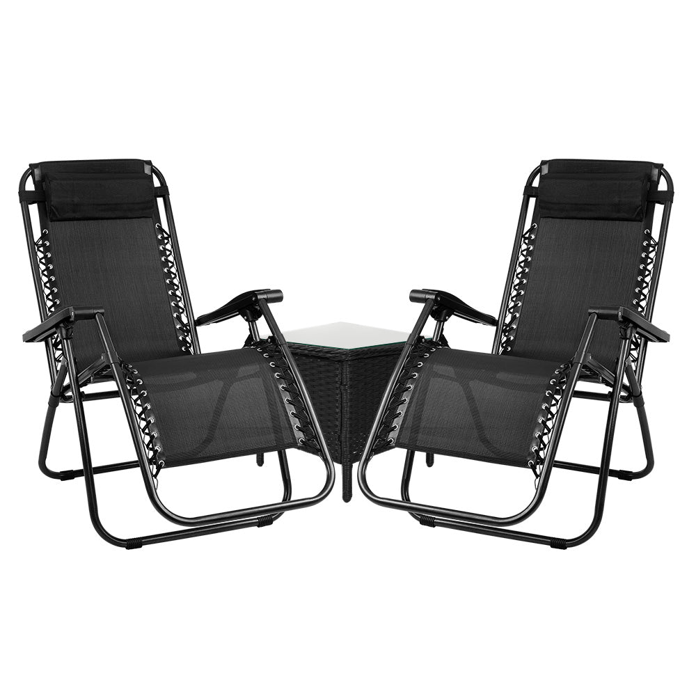Gardeon Sun Lounge Zero Gravity Chair Table Outdoor Folding Recliner Reclining - Newstart Furniture
