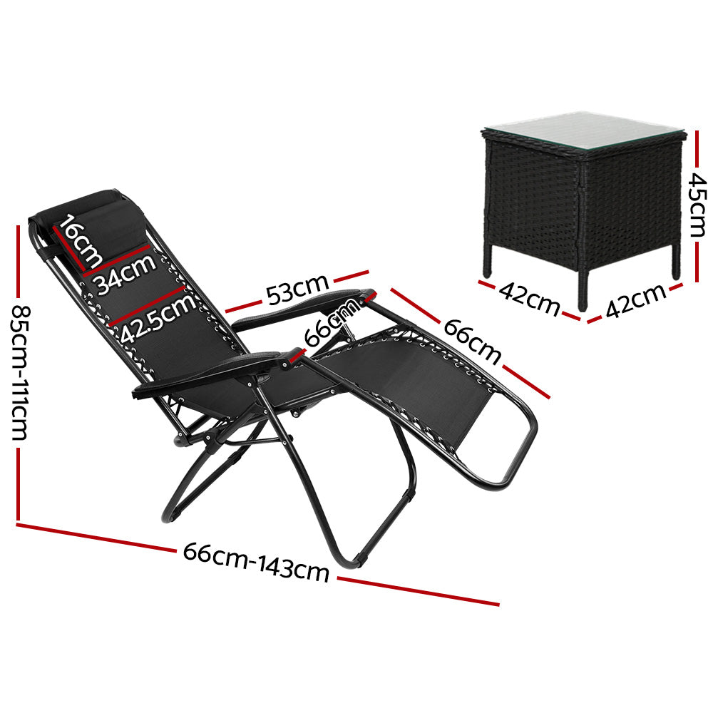 Gardeon Sun Lounge Zero Gravity Chair Table Outdoor Folding Recliner Reclining - Newstart Furniture