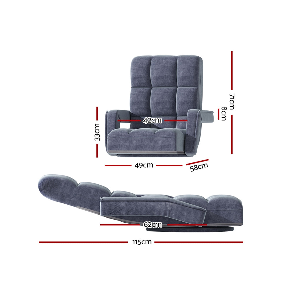Artiss Floor Sofa Bed Lounge Chair Recliner Chaise Chair Swivel Charcoal - Newstart Furniture