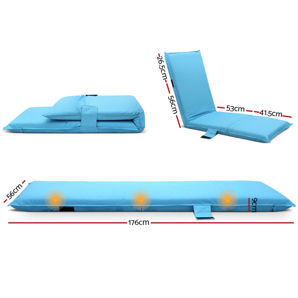 Artiss Adjustable Beach Sun Pool Lounger - Blue - Newstart Furniture