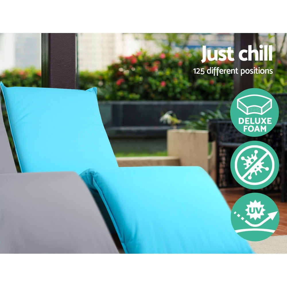 Artiss Adjustable Beach Sun Pool Lounger - Blue - Newstart Furniture