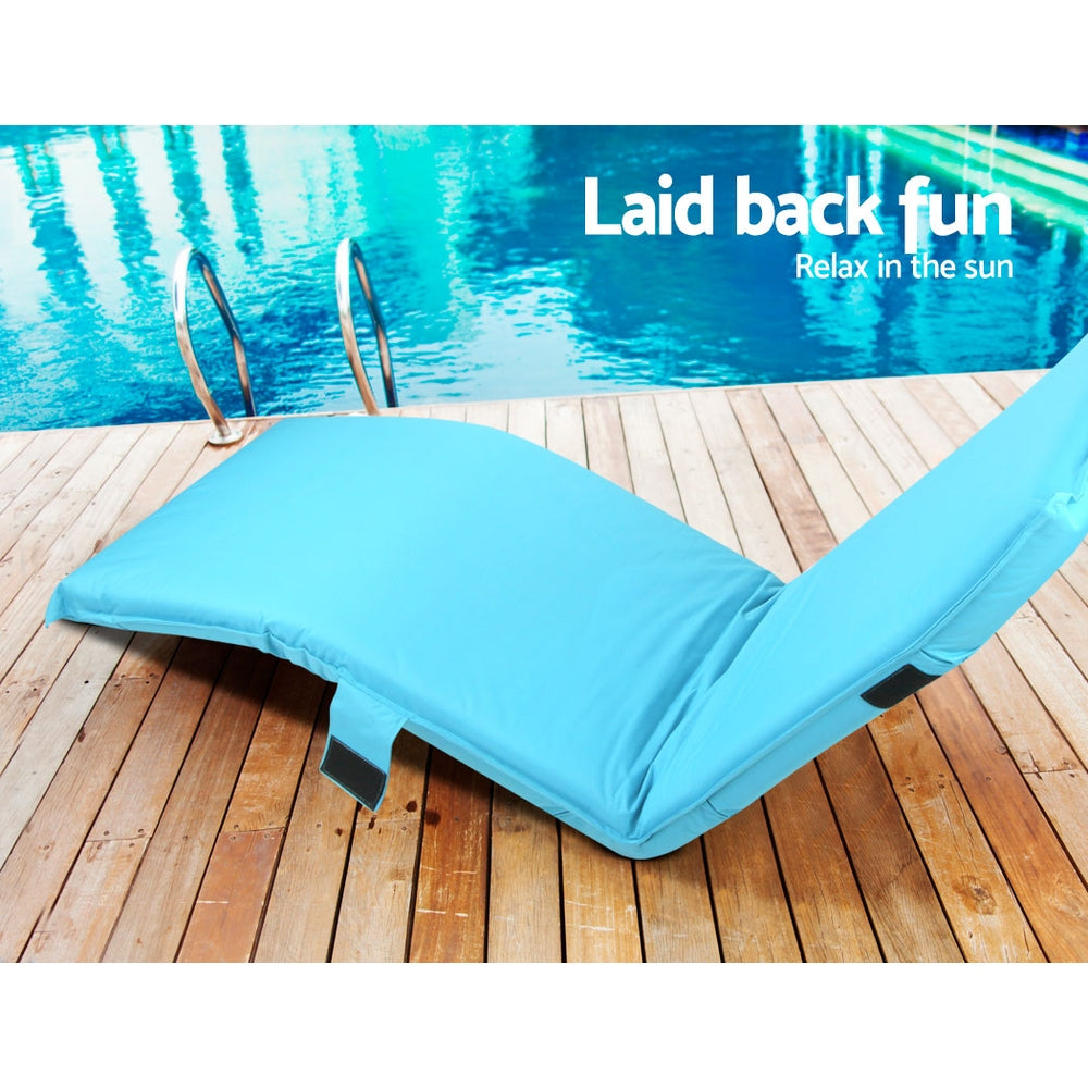 Artiss Adjustable Beach Sun Pool Lounger - Blue - Newstart Furniture