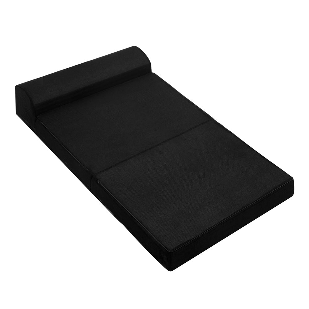 Giselle Bedding Folding Foam Mattress Portable Double Sofa Bed Mat Air Mesh Fabric Black - Newstart Furniture