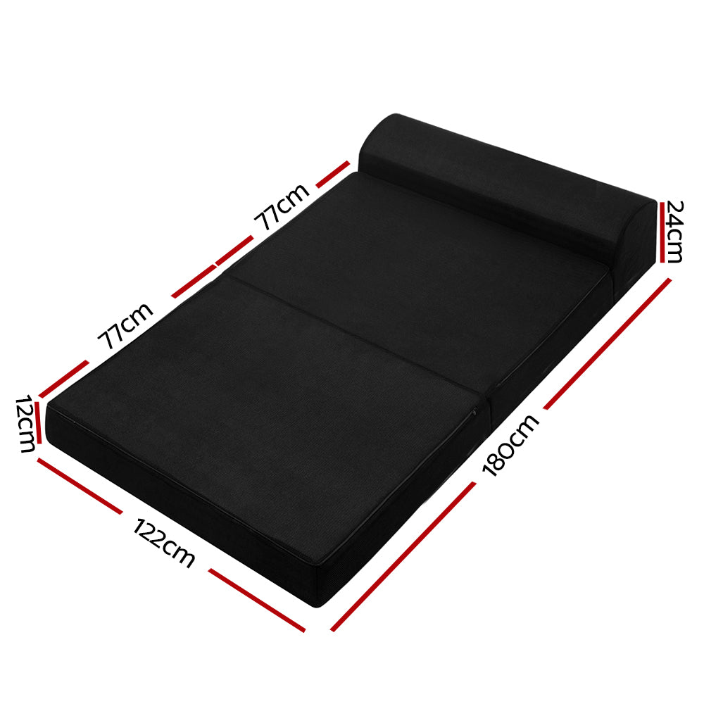 Giselle Bedding Folding Foam Mattress Portable Double Sofa Bed Mat Air Mesh Fabric Black - Newstart Furniture