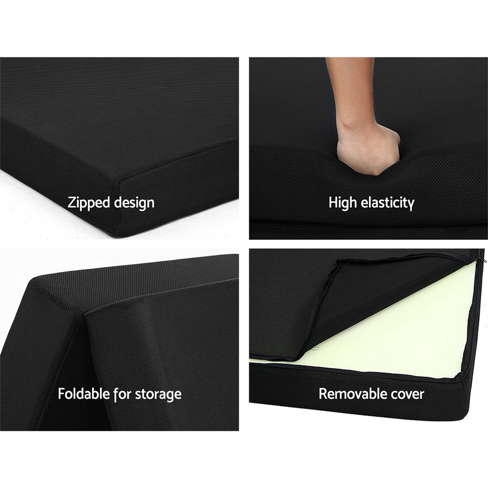 Giselle Bedding Folding Foam Mattress Portable Single Sofa Bed Mat Air Mesh Fabric Black - Newstart Furniture