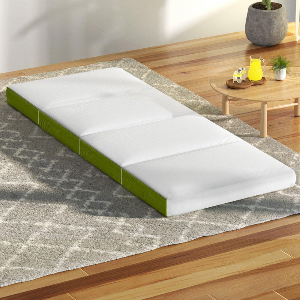 Giselle Bedding Foldable Mattress 4-FOLD Folding Bed Mat Camping Single Green - Newstart Furniture