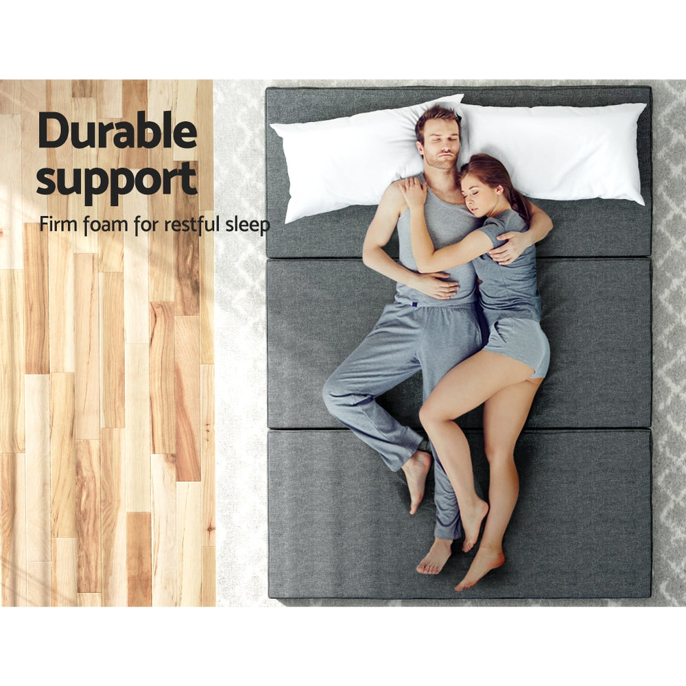 Giselle Bedding Foldable Mattress Folding Portable Bed Camping Mat Queen Grey - Newstart Furniture