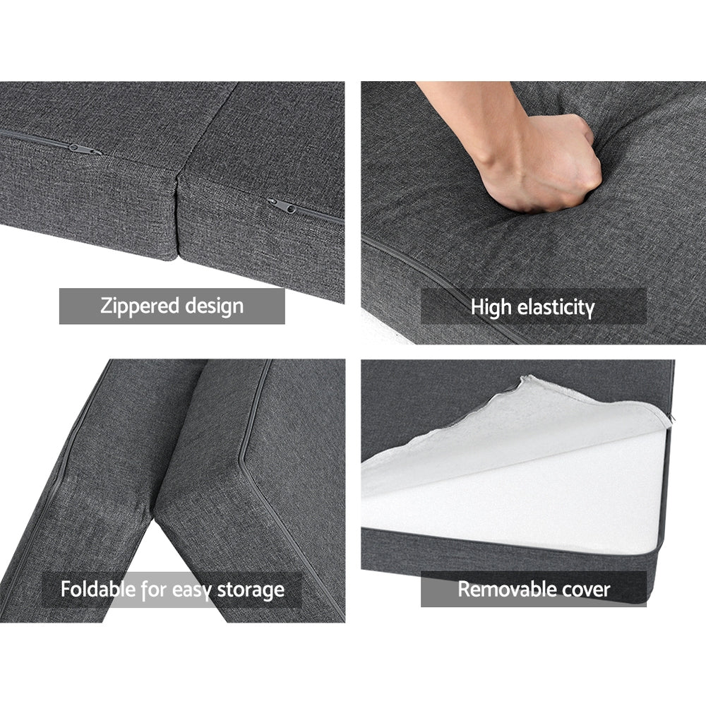 Giselle Bedding Foldable Mattress Folding Portable Bed Camping Mat Queen Grey - Newstart Furniture