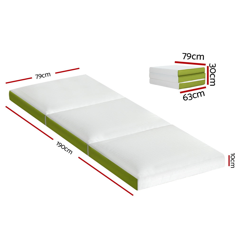 Giselle Bedding Foldable Mattress Folding Bed Mat Camping Trifold Single Green - Newstart Furniture