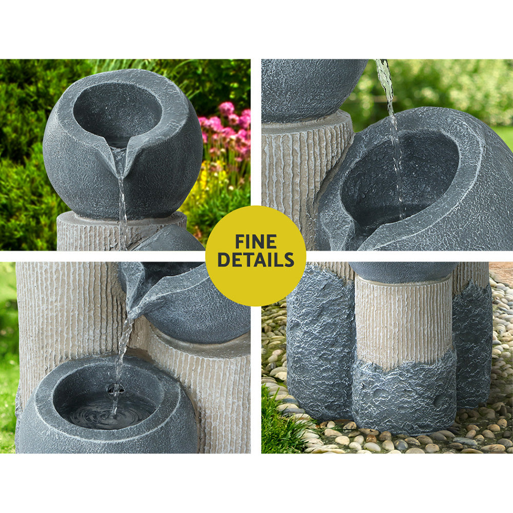 Gardeon Solar Water Fountain Features Outdoor 3 Tiered LED Lights Bird Bath - Newstart Furniture