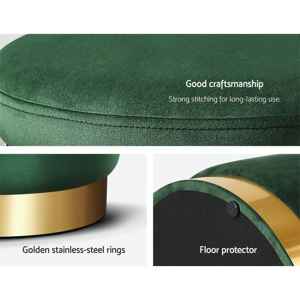 Artiss Ottoman Round Velvet Foot Stool Foot Rest Pouffe Padded Seat Pouf Green - Newstart Furniture