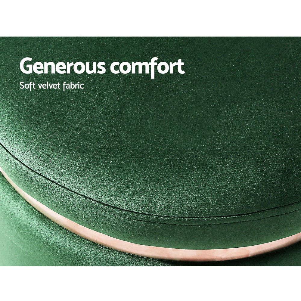 Artiss Ottoman Round Velvet Foot Stool Foot Rest Pouffe Padded Seat Pouf Green - Newstart Furniture