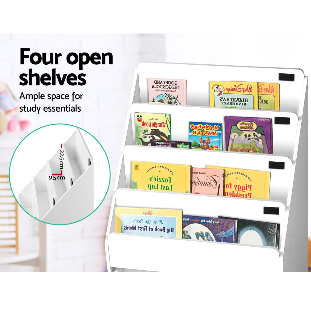 Keezi Kids White Bookshelf Storage Organiser Bookcase Drawers Children Shelf - Newstart Furniture