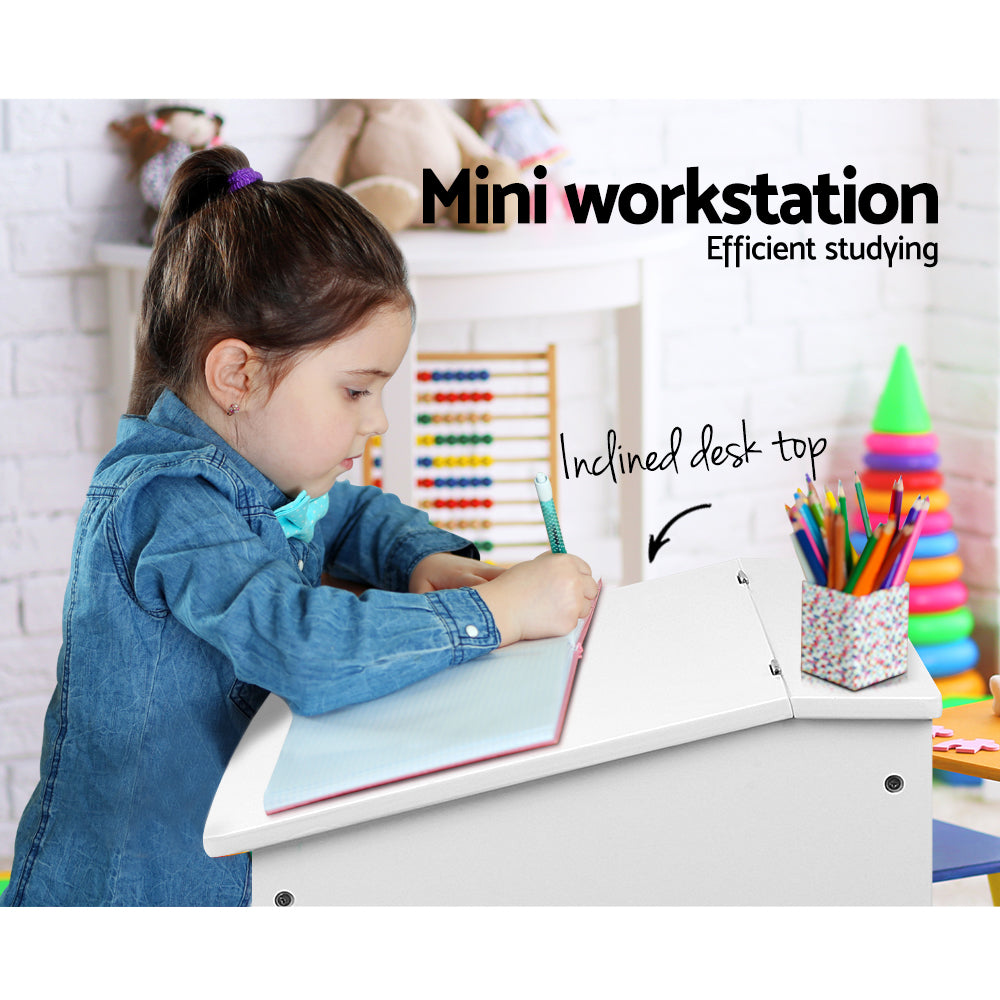 Keezi Kids Table Chairs Set Children Drawing Writing Desk Storage Toys Play - Newstart Furniture