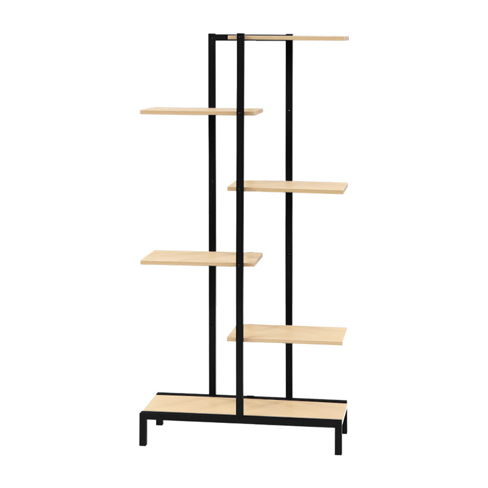 Artiss 6 Tier Zigzag Metal Plant Stand with Wood Shelves