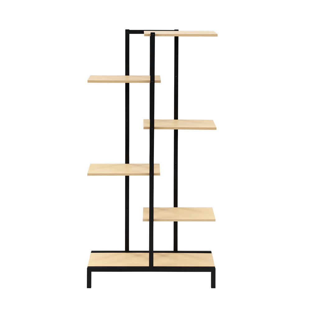 Artiss 6 Tier Zigzag Metal Plant Stand with Wood Shelves