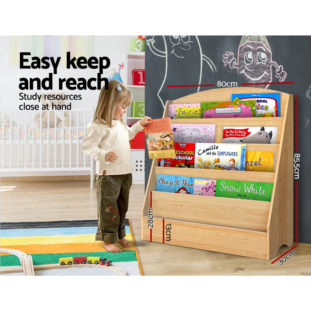 Keezi 5 Tiers Kids Bookshelf Magazine Shelf Rack Organiser Bookcase Display - Newstart Furniture