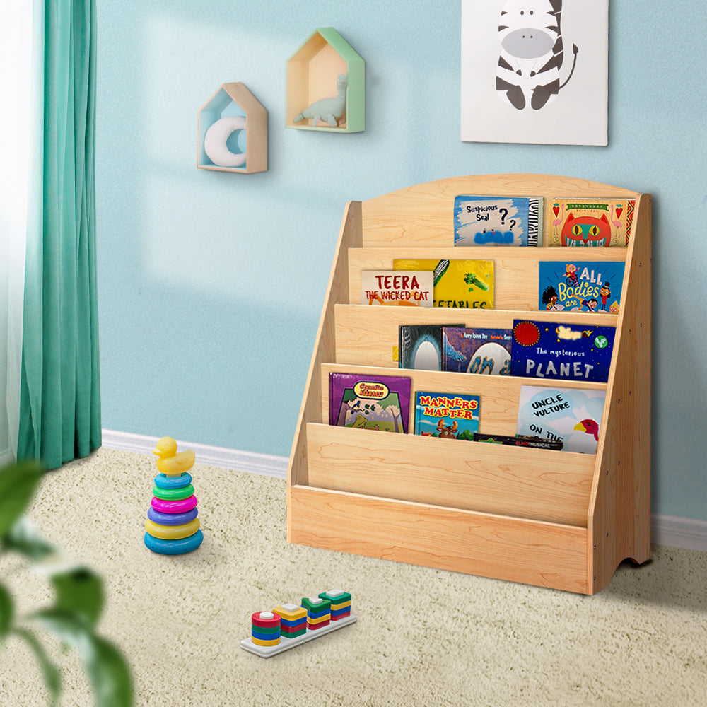 Keezi 5 Tiers Kids Bookshelf Magazine Shelf Rack Organiser Bookcase Display - Newstart Furniture