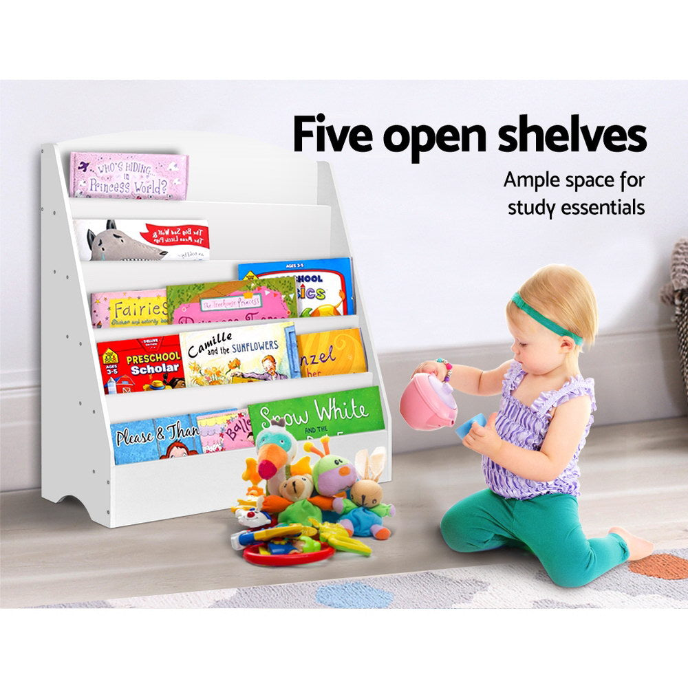 Keezi Kids White Bookshelf 5 Tier Bookcase - Newstart Furniture
