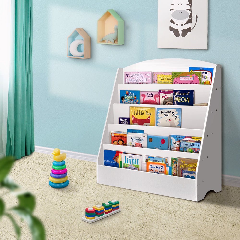 Keezi Kids White Bookshelf 5 Tier Bookcase - Newstart Furniture