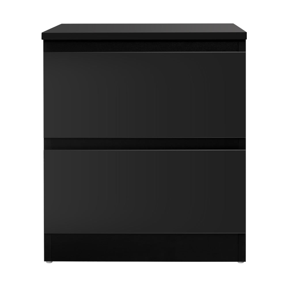 Artiss Pepe Black 2 Drawer Modern Bedside Table