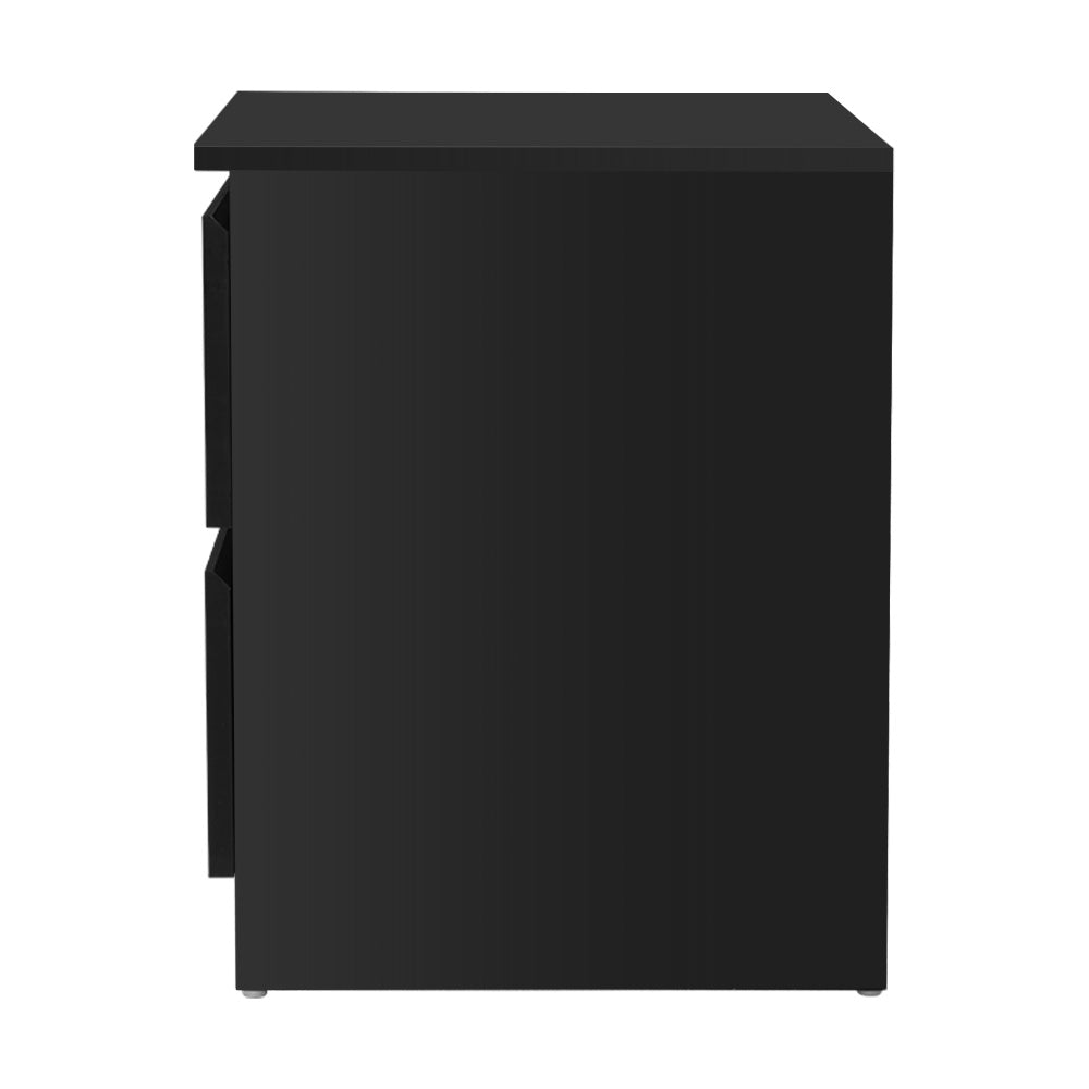 Artiss Pepe Black 2 Drawer Modern Bedside Table