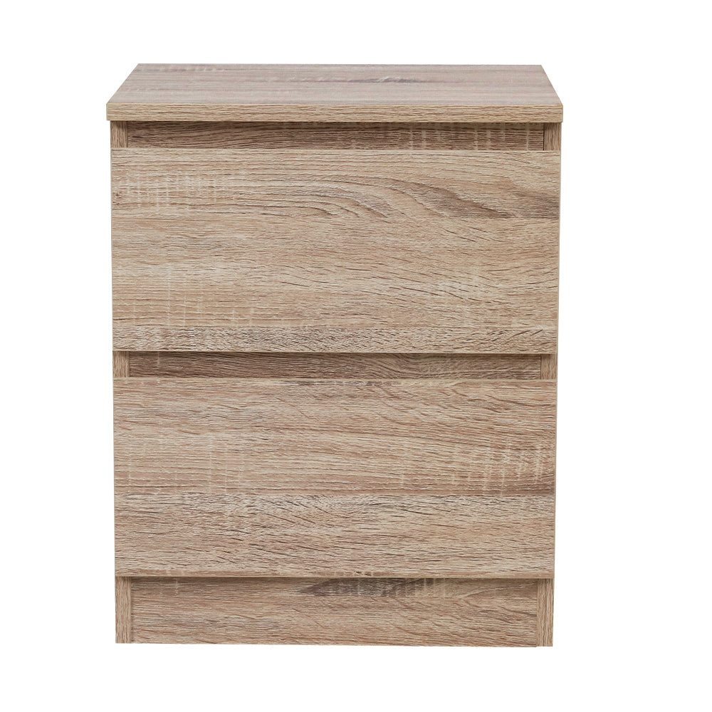 Artiss Pepe Oak Bedside Table with 2 Handle|Free Drawers