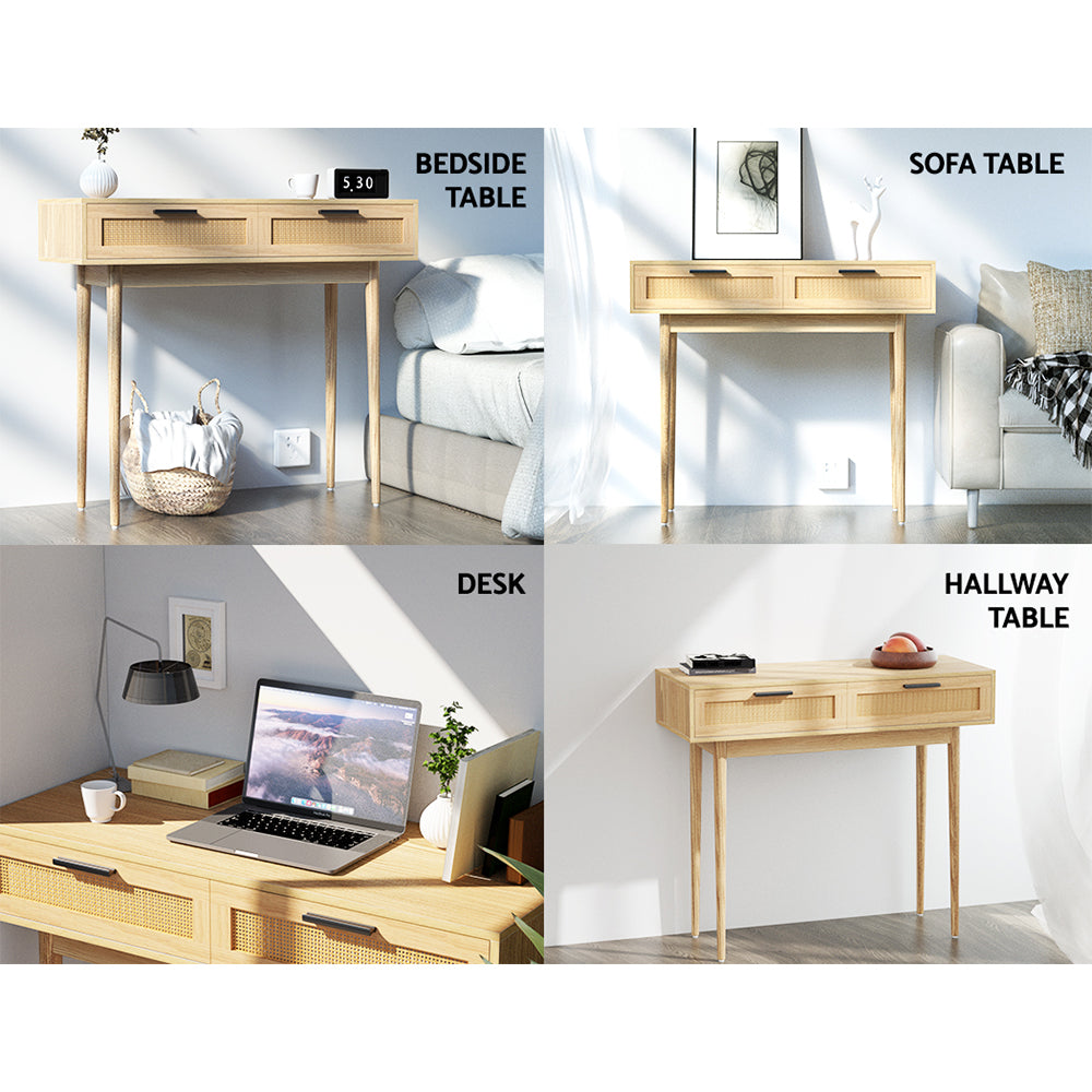 Artiss Rattan Hallway Console Table - Newstart Furniture