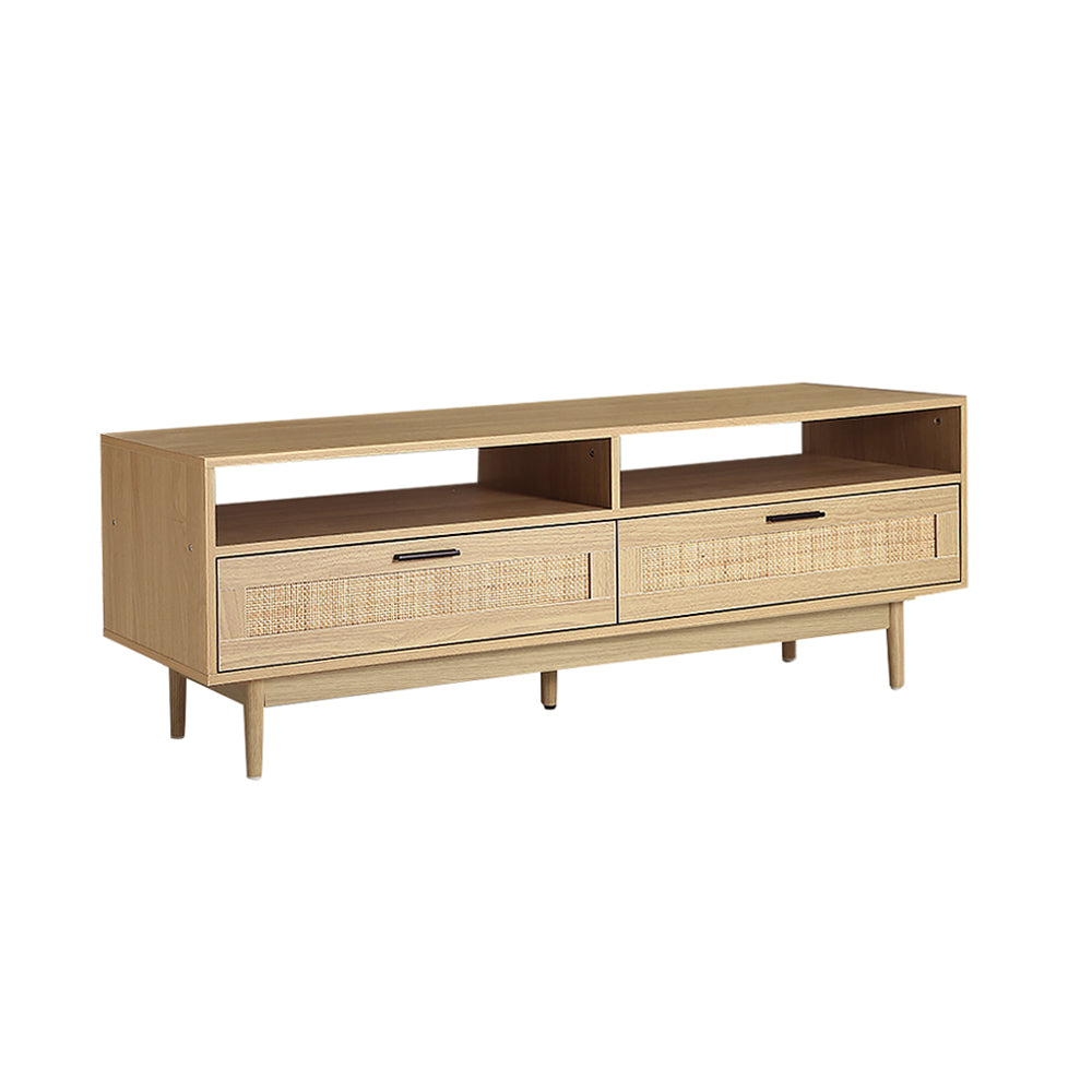 Artiss TV Cabinet Entertainment Unit TV Stand Wooden Rattan Storage Drawer 140CM - Newstart Furniture