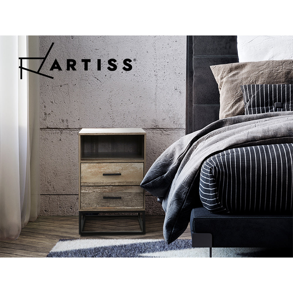 Artiss Bedside Tables Drawers Side Table Nightstand Storage Cabinet Unit Wood - Newstart Furniture