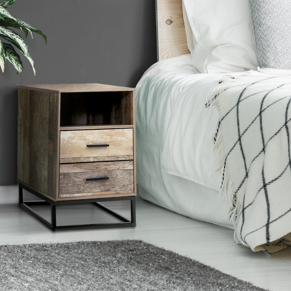 Artiss Bedside Tables Drawers Side Table Nightstand Storage Cabinet Unit Wood - Newstart Furniture